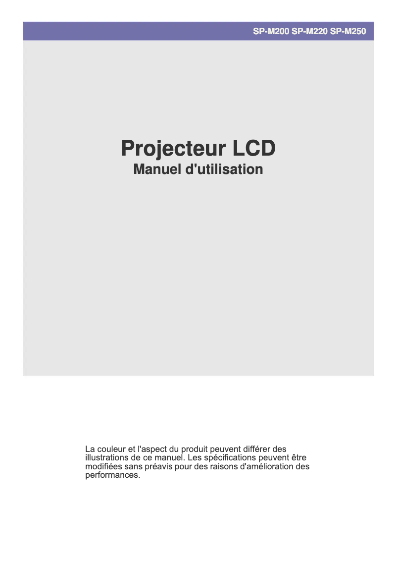 Page 1 de la notice Manuel utilisateur Samsung SP-M200