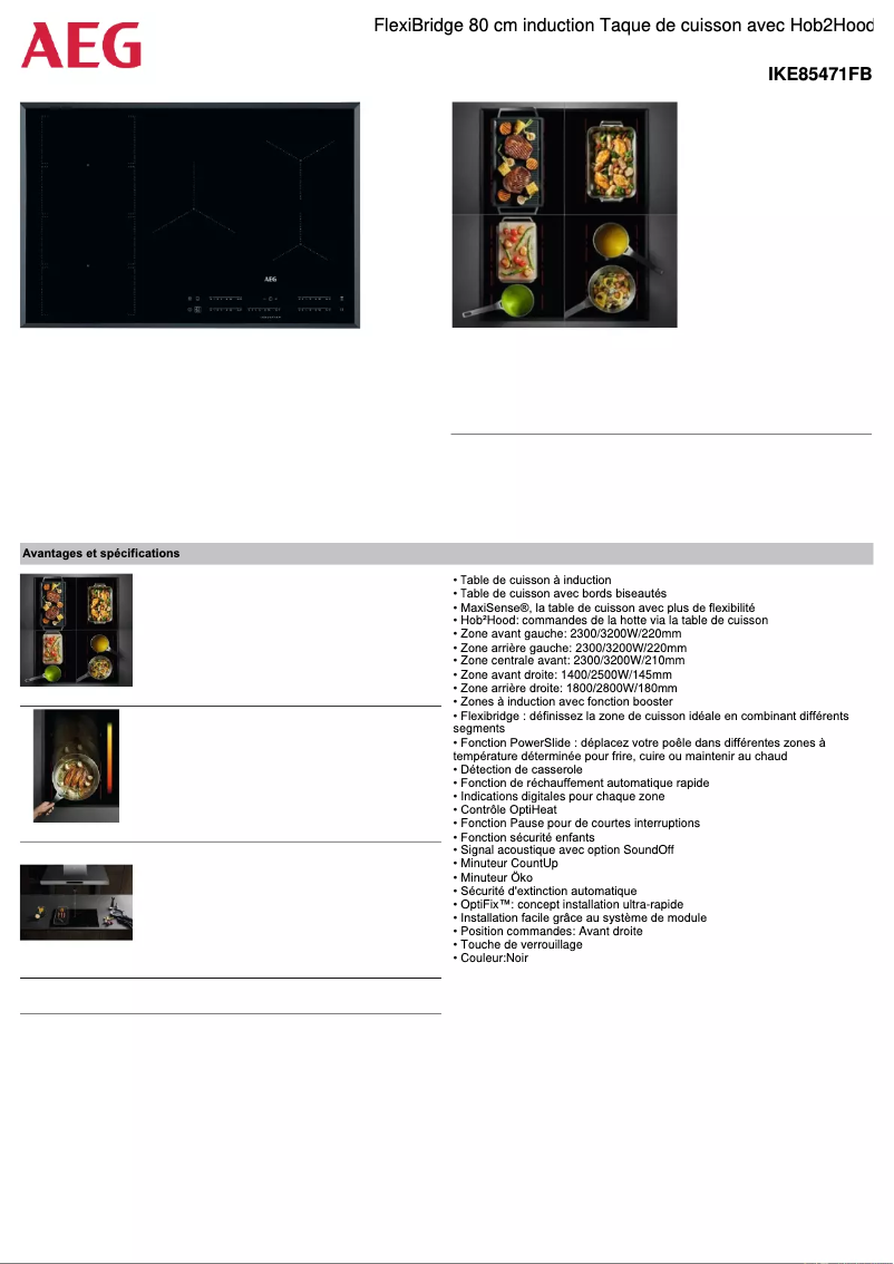 Página 1 del manual Ficha técnica AEG IKE85471FB