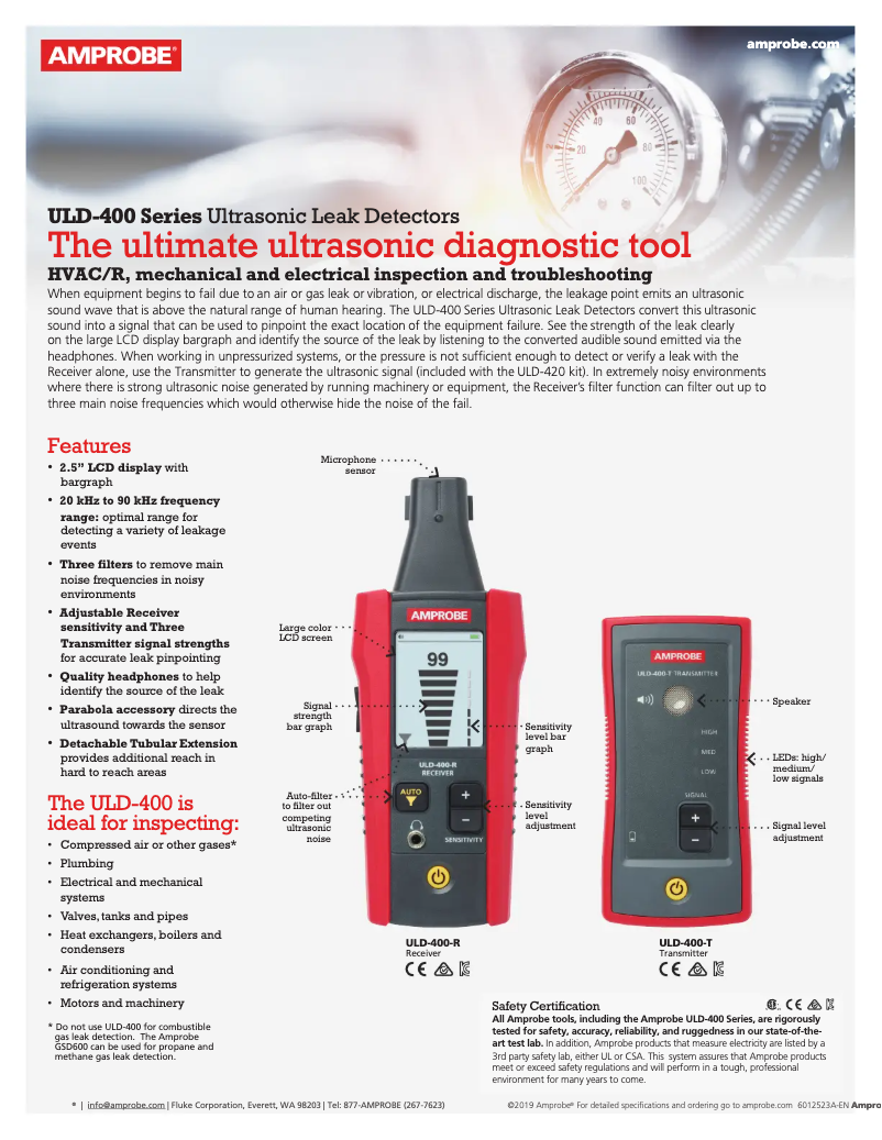 Page 1 de la notice Fiche technique Amprobe ULD-400-T