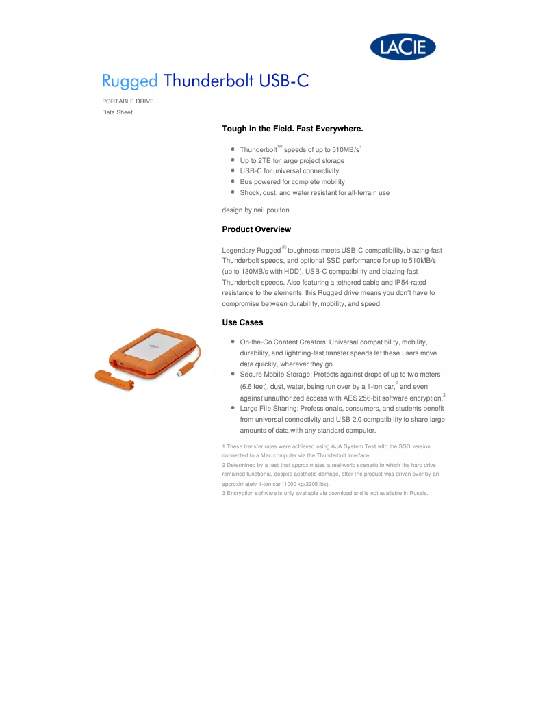 Image de la première page du manuel de l'appareil Rugged Thunderbolt USB-C