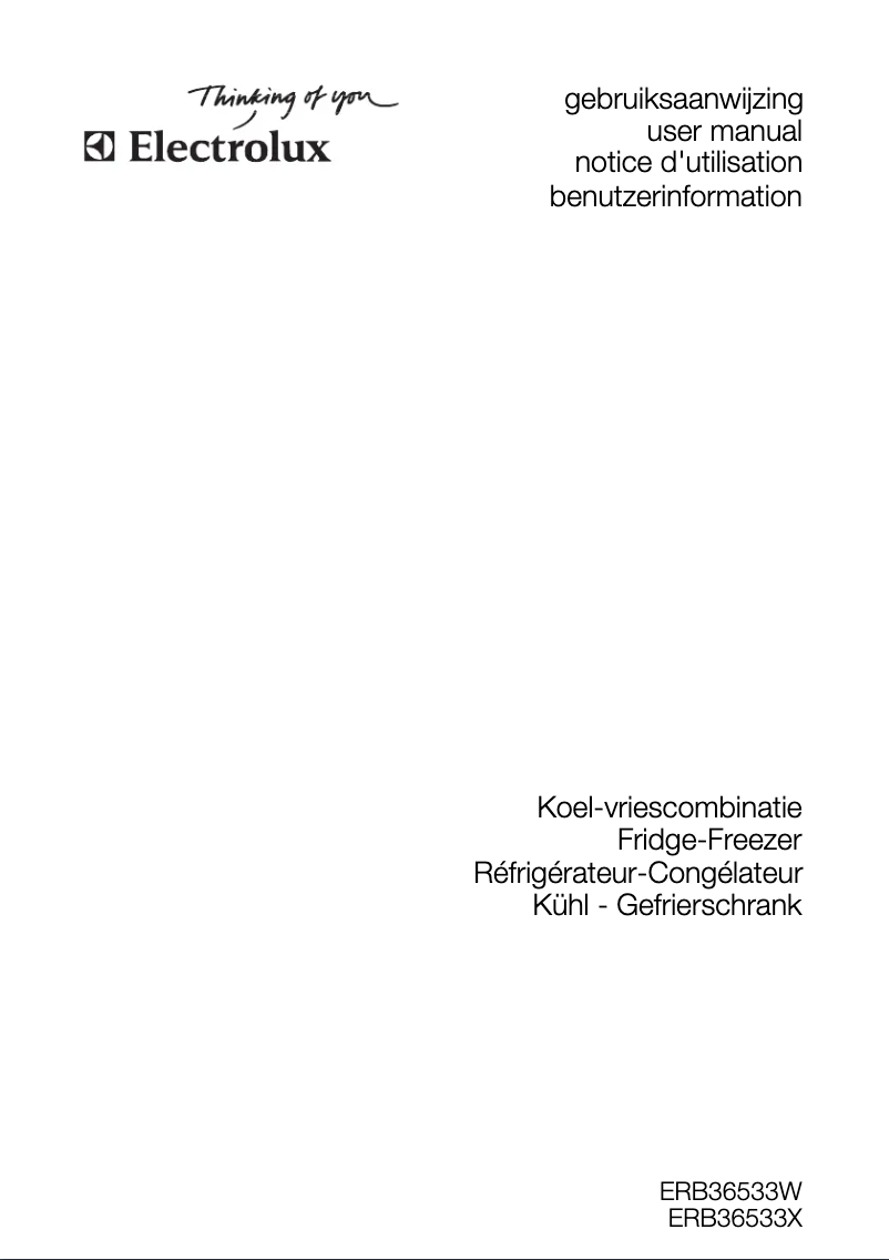 Page 1 de la notice Manuel utilisateur Electrolux ERB36533