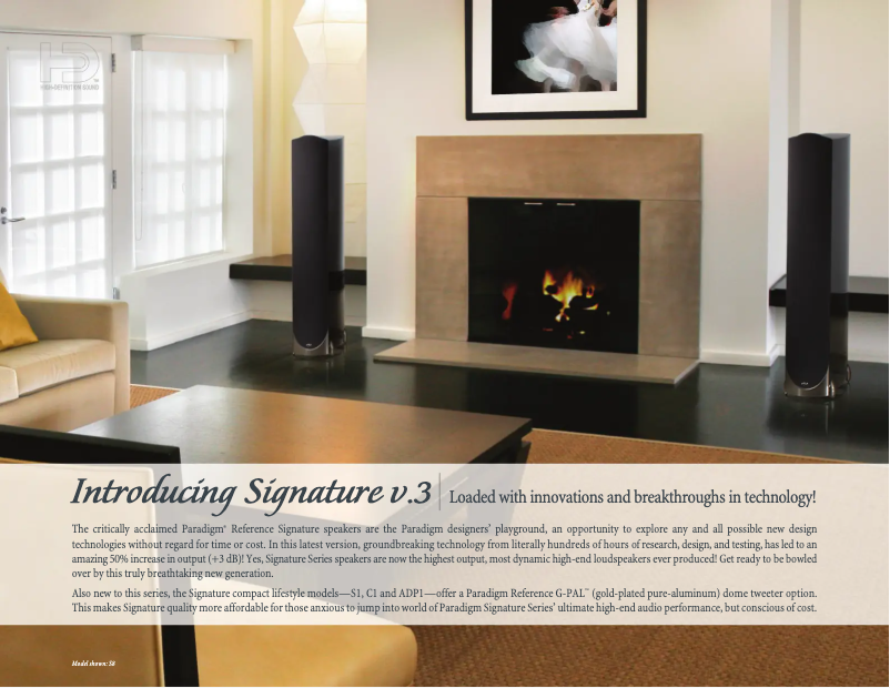 Page 1 de la notice Fiche technique Paradigm Signature ADP1