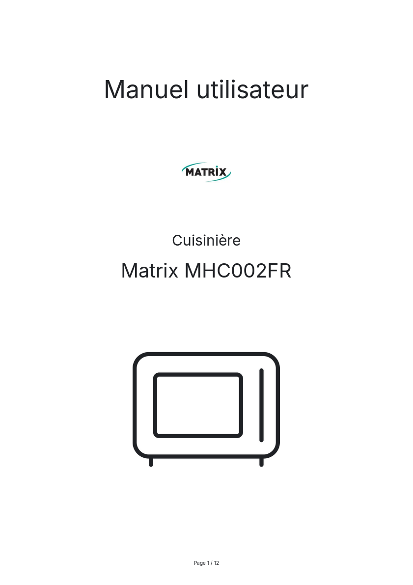 Image de la première page du manuel de l'appareil MHC002FR