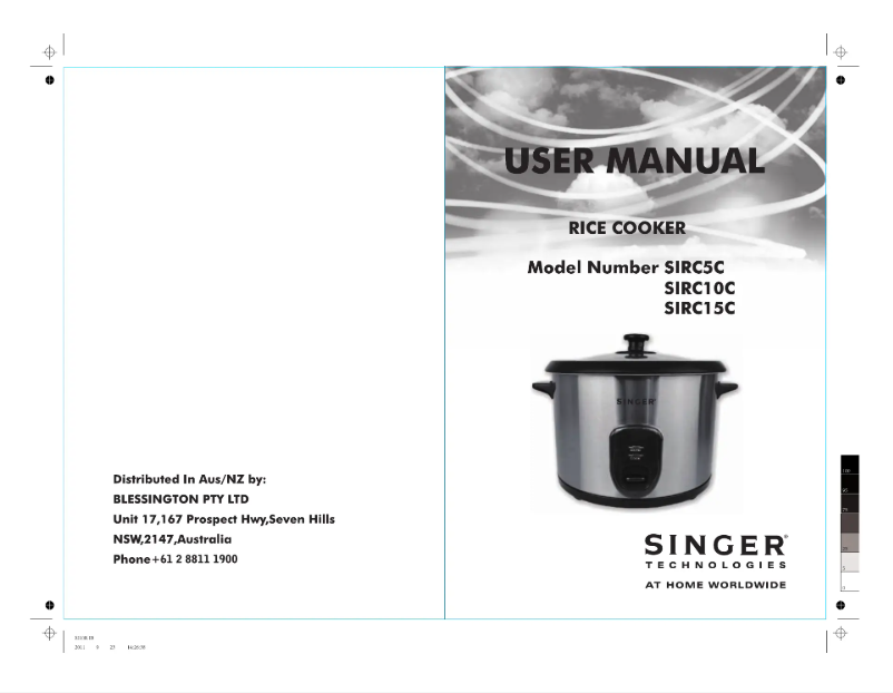 Page n°1 - Manuel utilisateur Singer SIRC15C