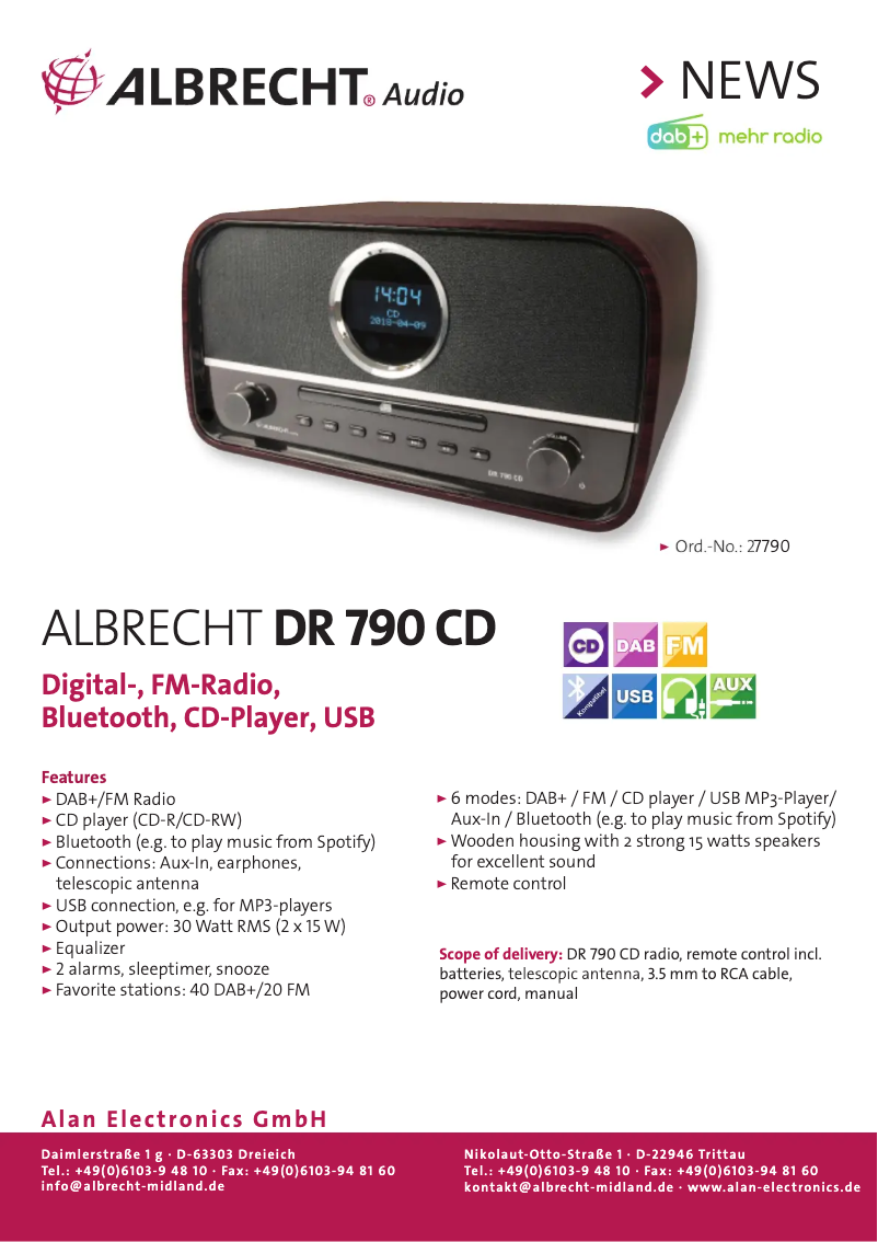 Image de la première page du manuel de l'appareil DR 790 CD