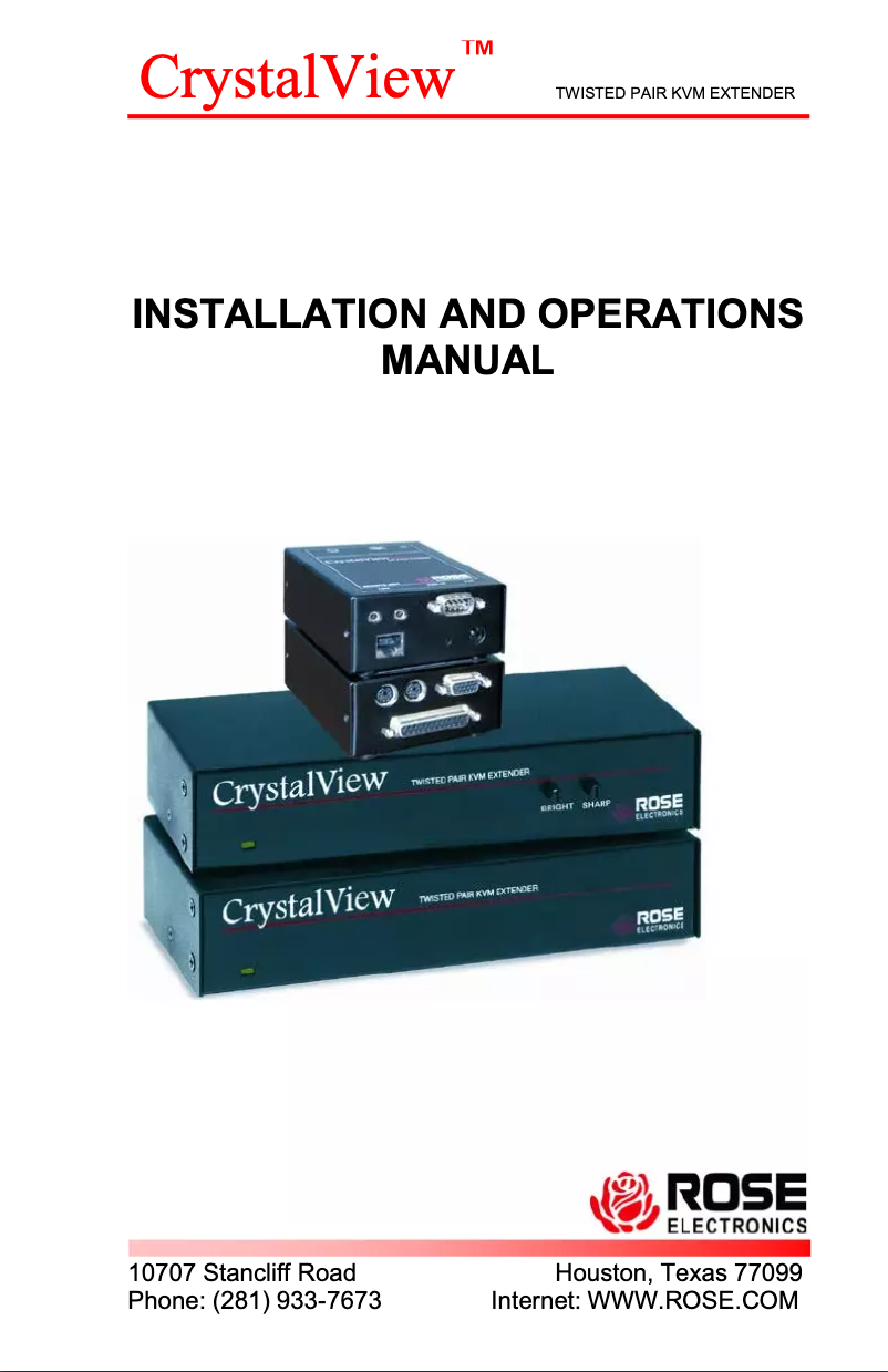 Page n°1 - Manuel utilisateur Rose CrystalView Mini