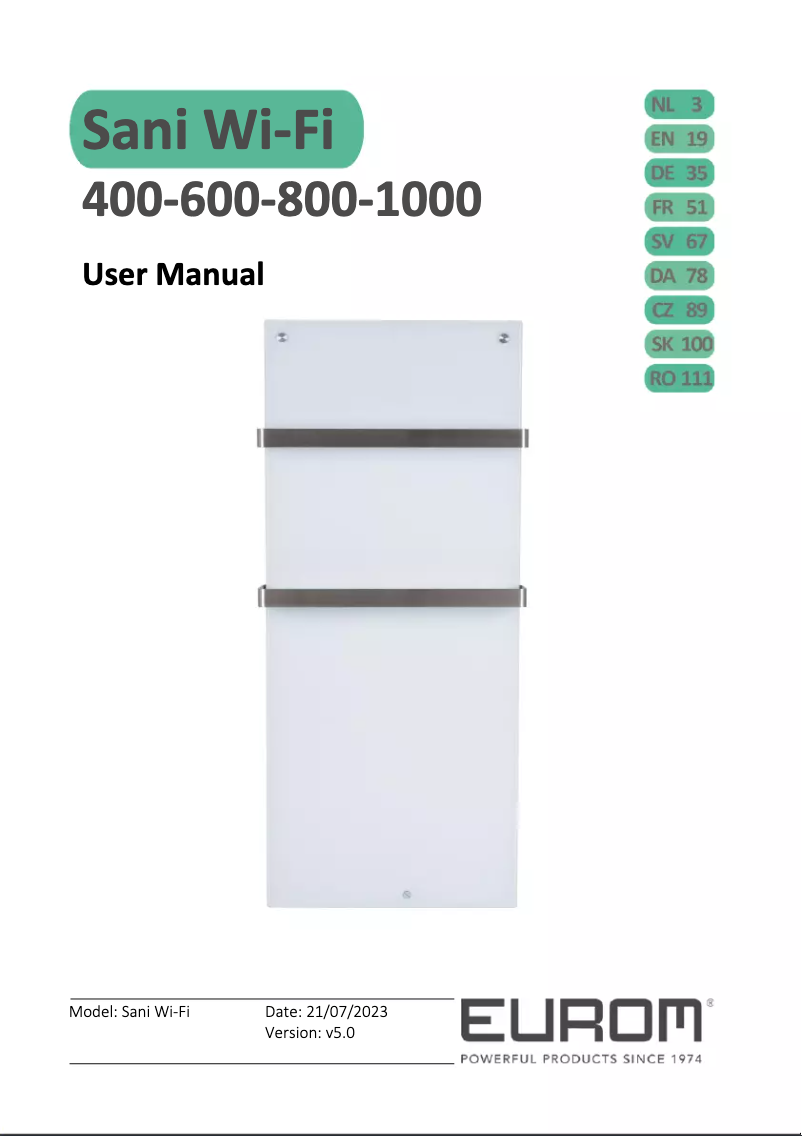 Page n°1 - Manuel utilisateur Eurom Sani 1000