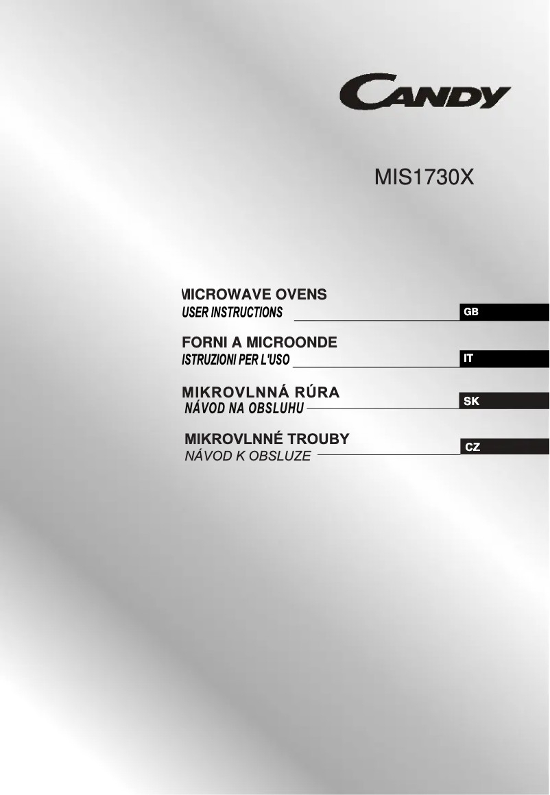 Page 1 de la notice Manuel utilisateur Candy CA38FMW8NG