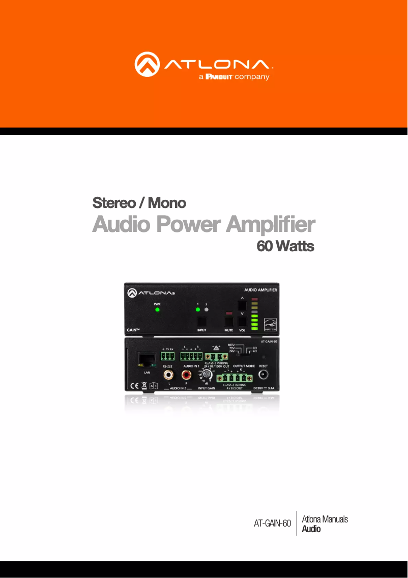 Page 1 of the manual User Manual Atlona Gain 60