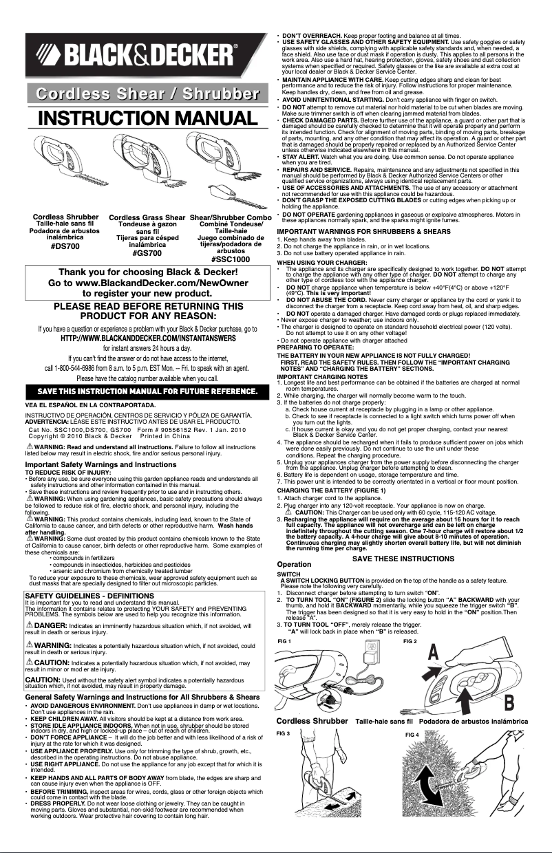 Page n°1 - Manuel utilisateur Black & Decker GS700