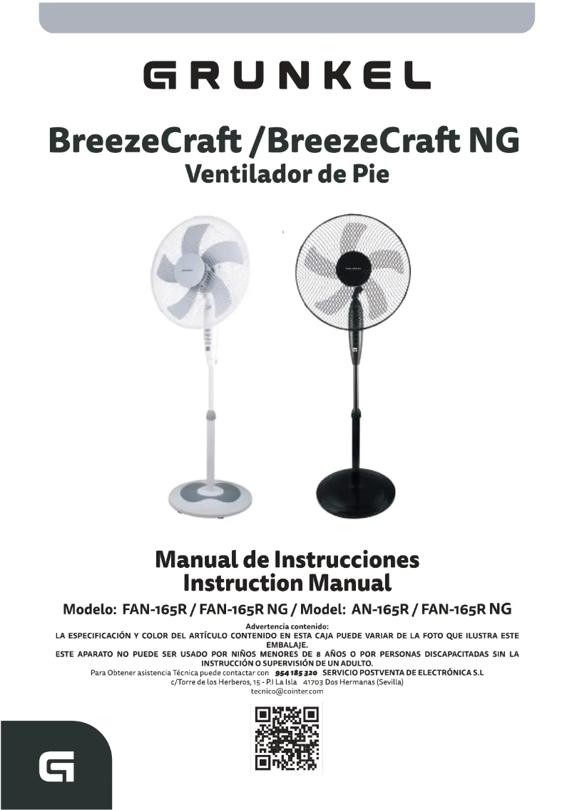 Page 1 de la notice Manuel utilisateur Grunkel BreezeCraft FAN-165R