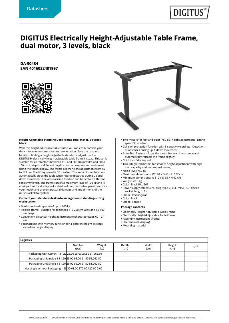 Page n°1 - Fiche technique Digitus DA-90434