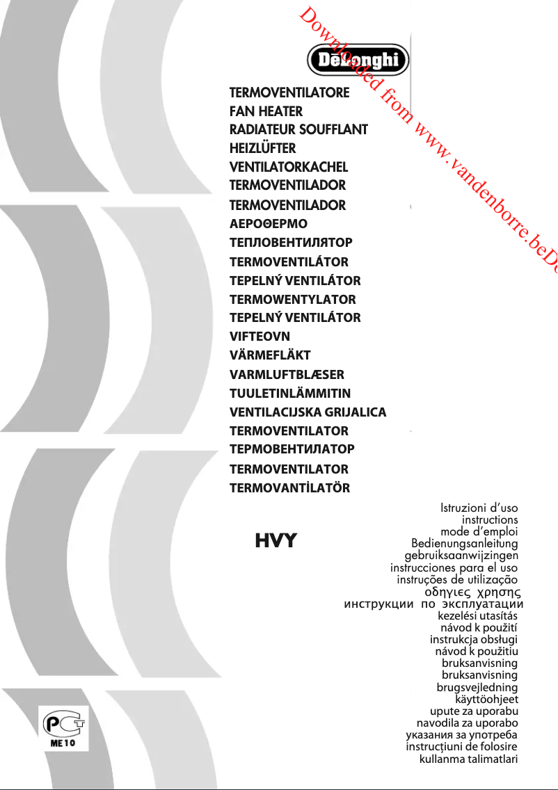 Page 1 de la notice Manuel utilisateur DeLonghi HVY1030