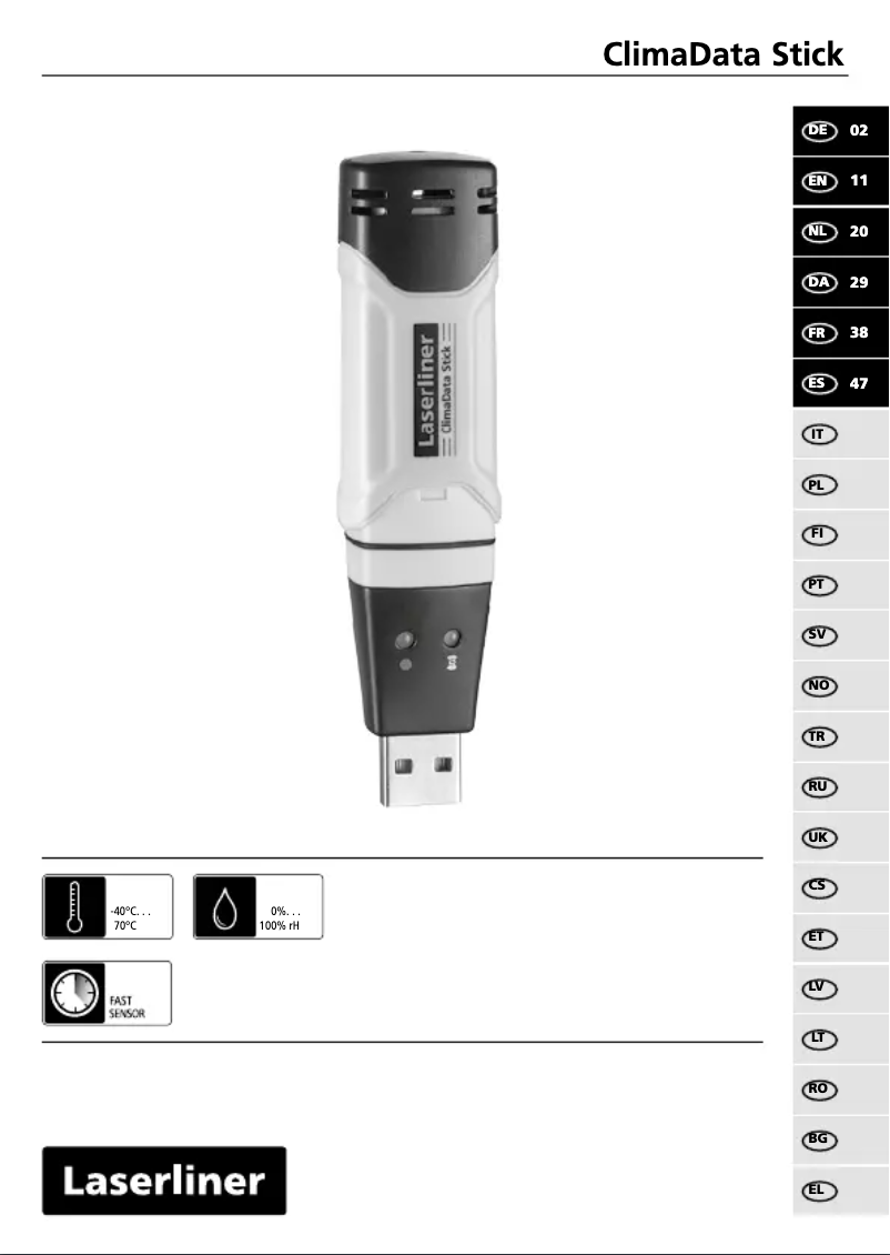 Page 1 de la notice Manuel utilisateur Laserliner ClimaData Stick