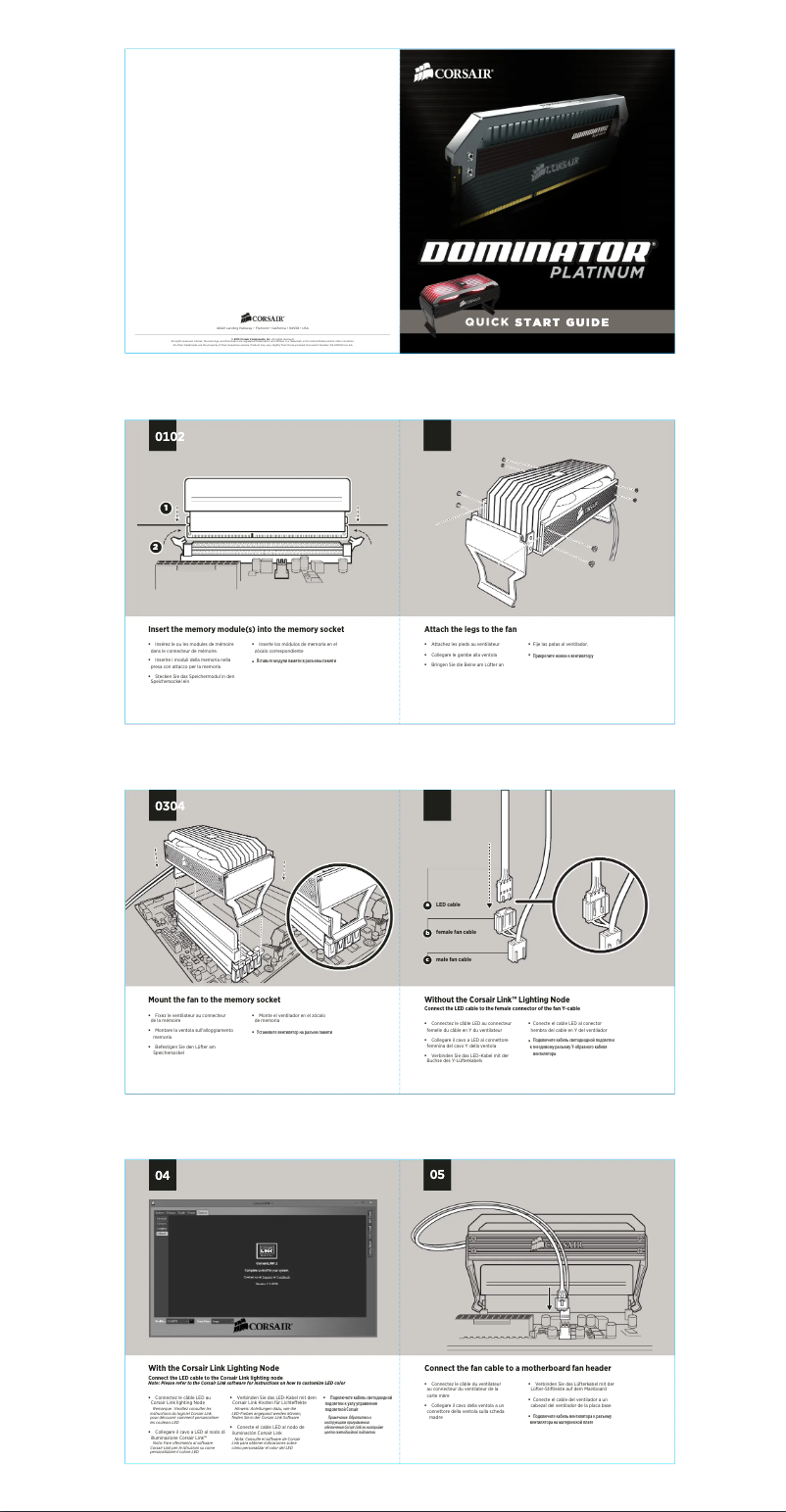 Page 1 de la notice Guide de démarrage rapide Corsair Dominator Platinum