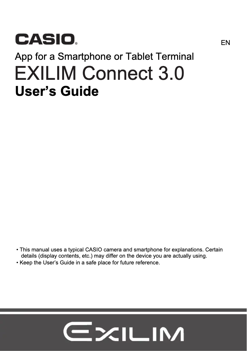 Page 1 de la notice Manuel utilisateur Casio EXILIM Connect 3.0