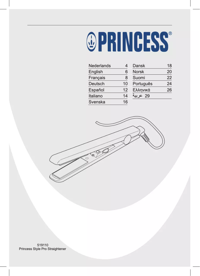 Page 1 de la notice Manuel utilisateur Princess 519110 Style Pro