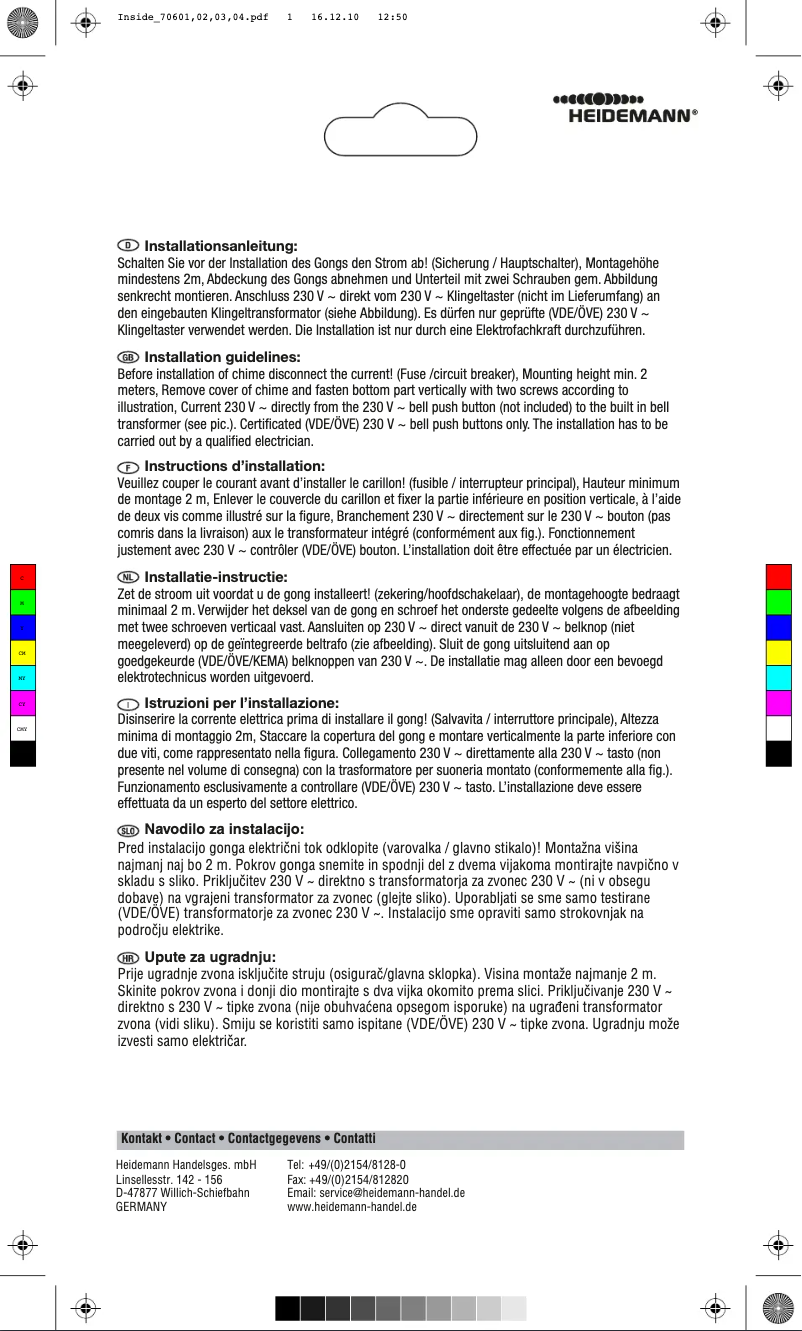 Page 1 de la notice Manuel utilisateur Heidemann 70601