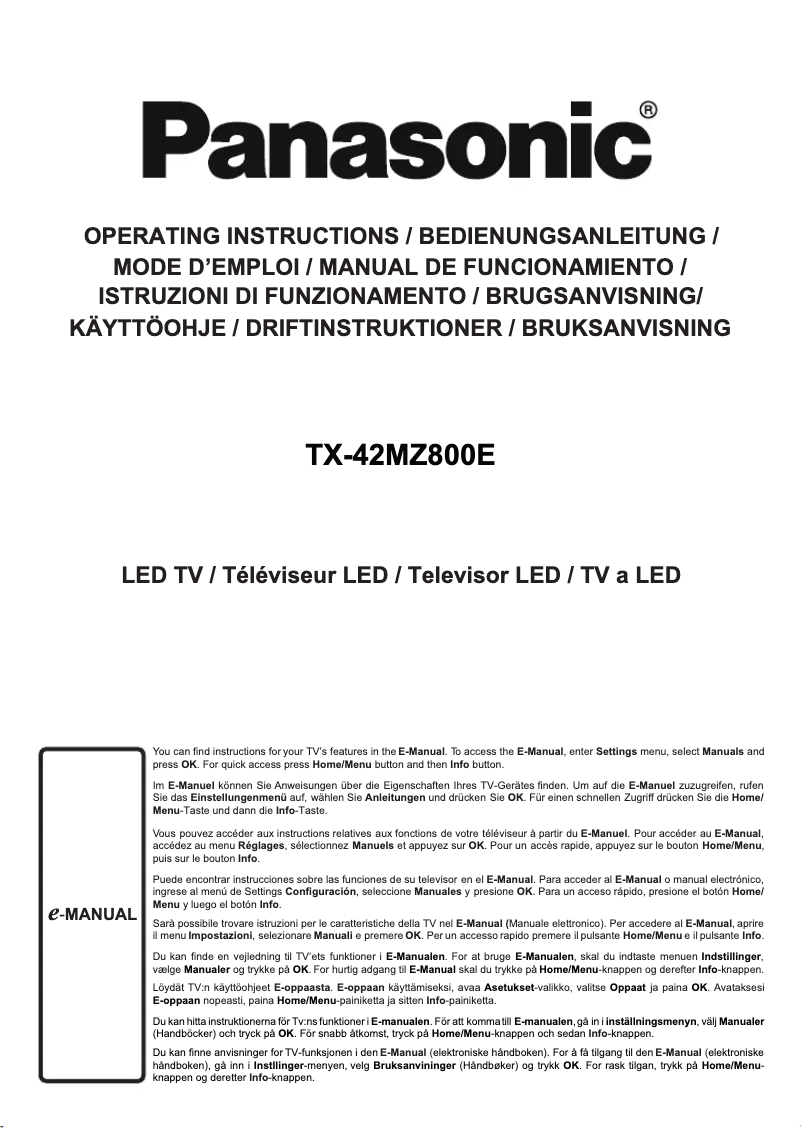 Page 1 de la notice Guide de démarrage rapide Panasonic TX-42MZ800E