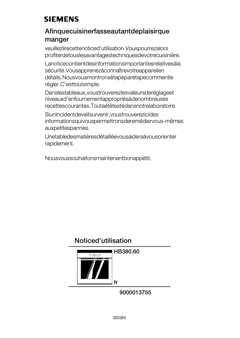 Image de la première page du manuel de l'appareil HB380560