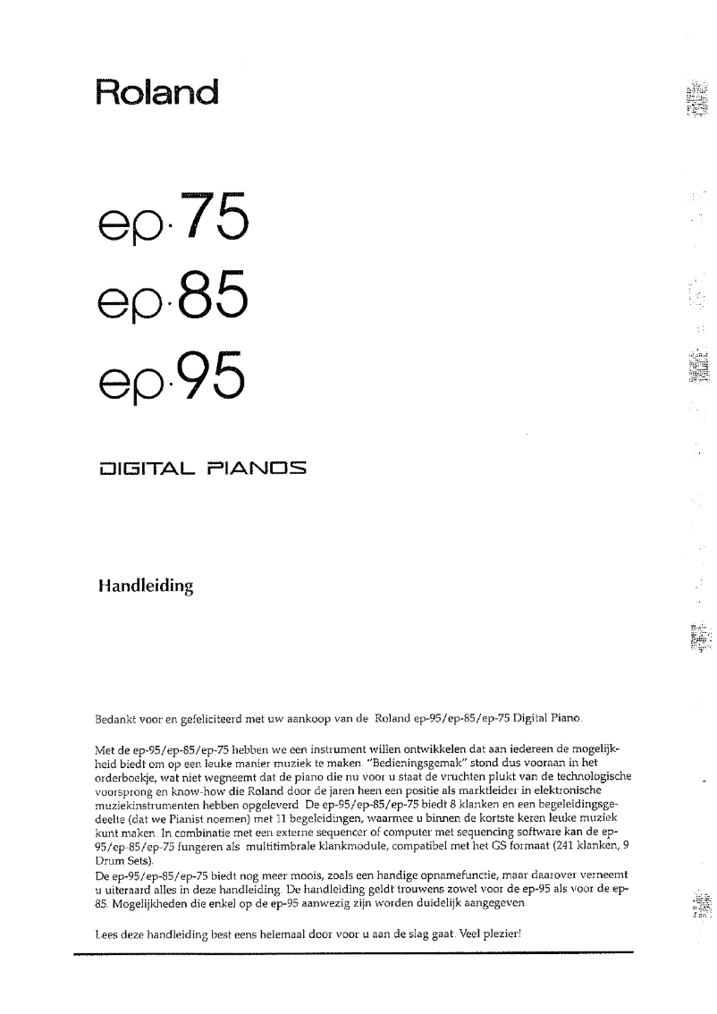 Page 1 de la notice Manuel utilisateur Roland EP-75