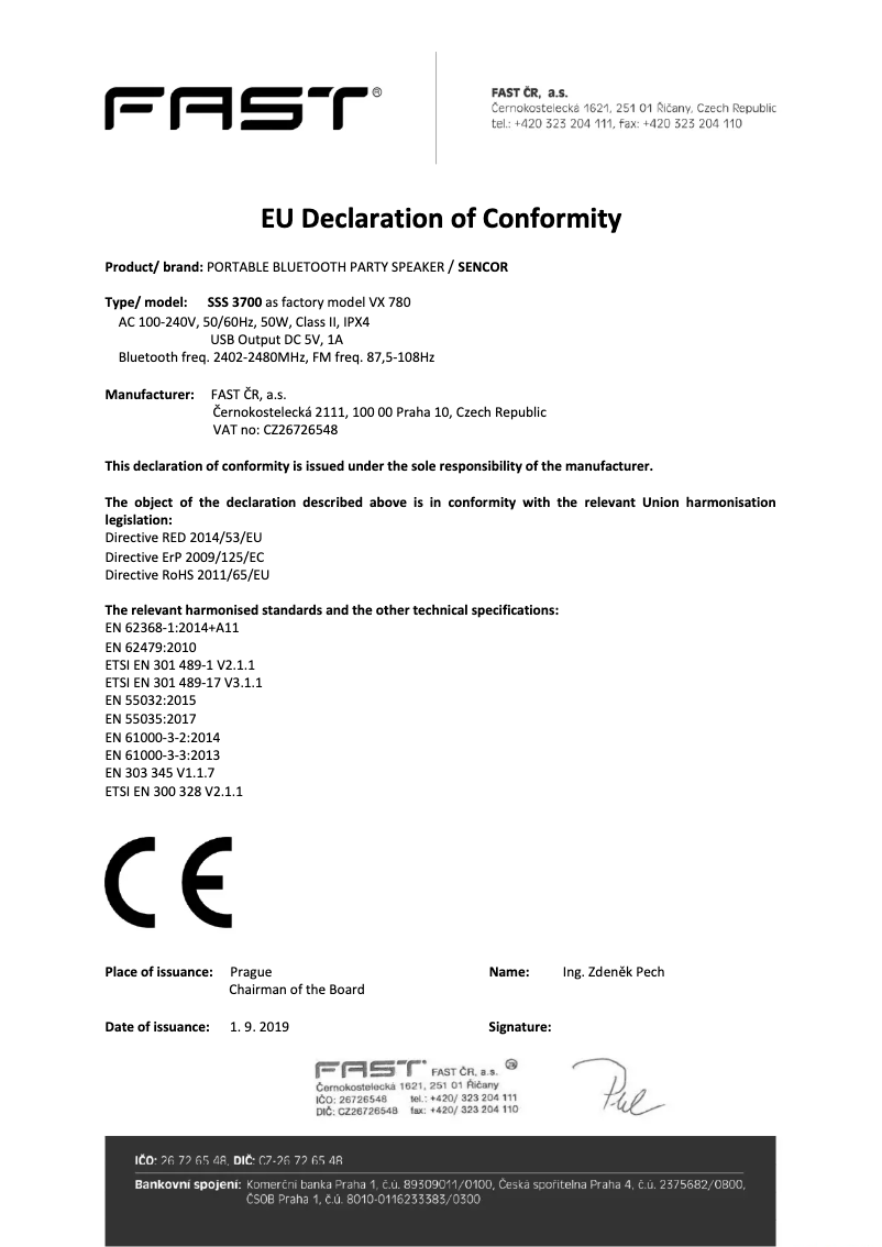 Page 1 de la notice Manuel utilisateur Sencor SSS 3700