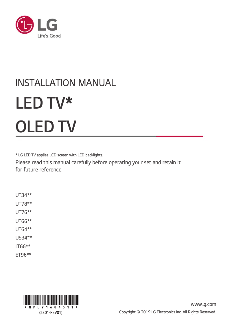 Page n°1 - Manuel utilisateur LG 49UT640S0ZA