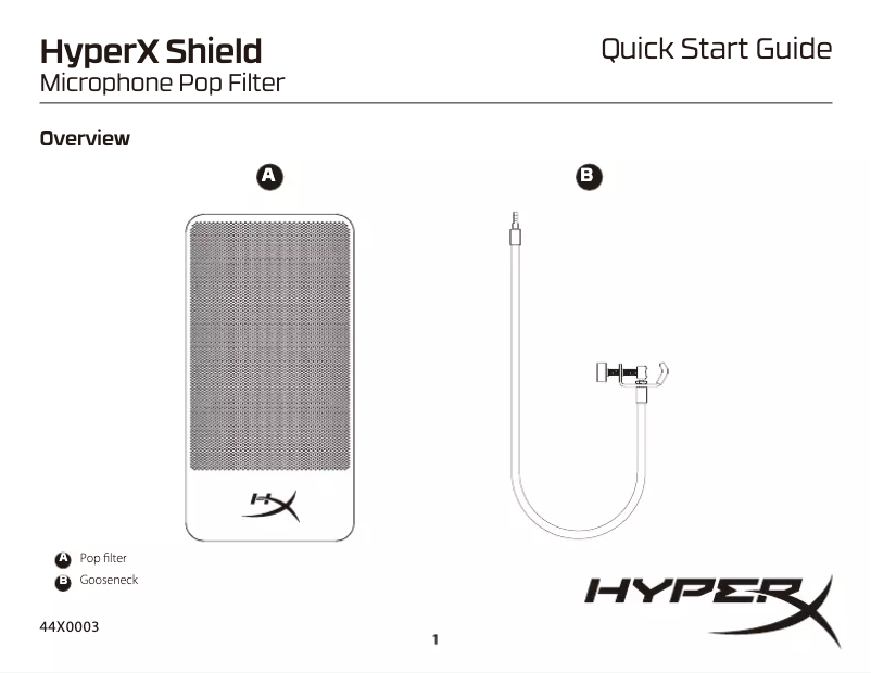 Page 1 de la notice Manuel utilisateur HyperX Shield