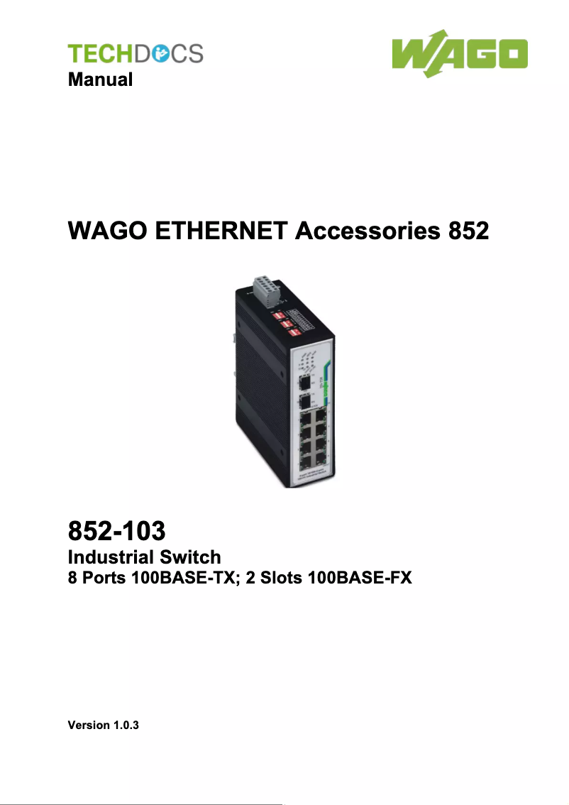 Image de la première page du manuel de l'appareil 852-103/040-000