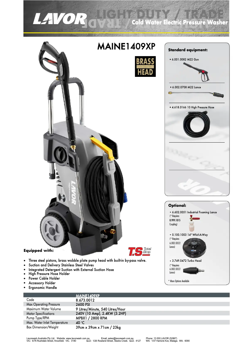 Image de la première page du manuel de l'appareil MAINE1409XP