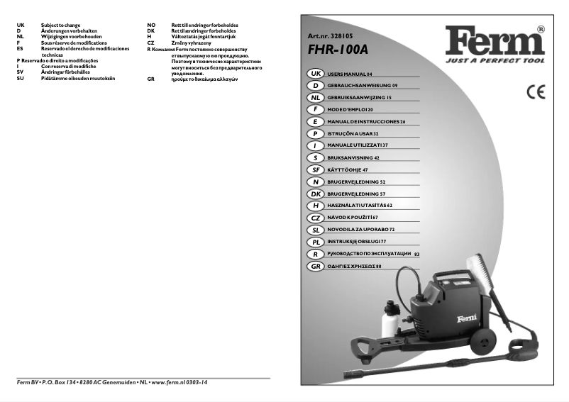 Page n°1 - Manuel utilisateur Ferm GRM1003
