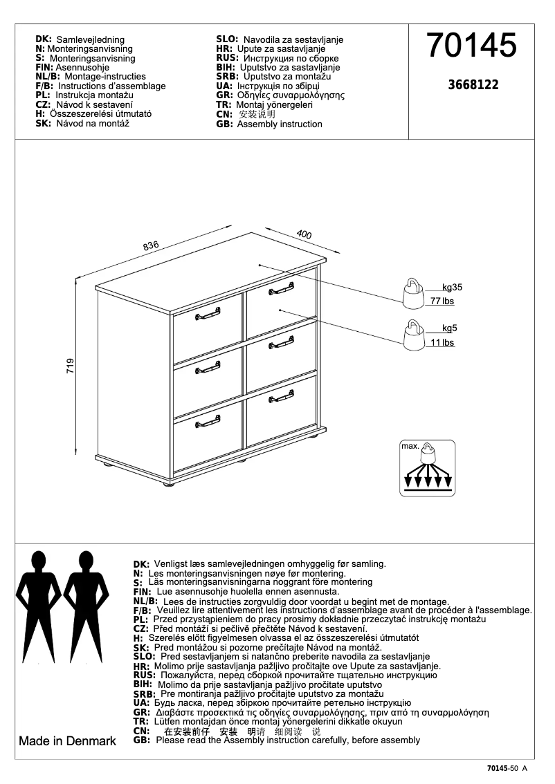 Page 1 de la notice Manuel utilisateur JYSK Ravnholt (84x72x40)