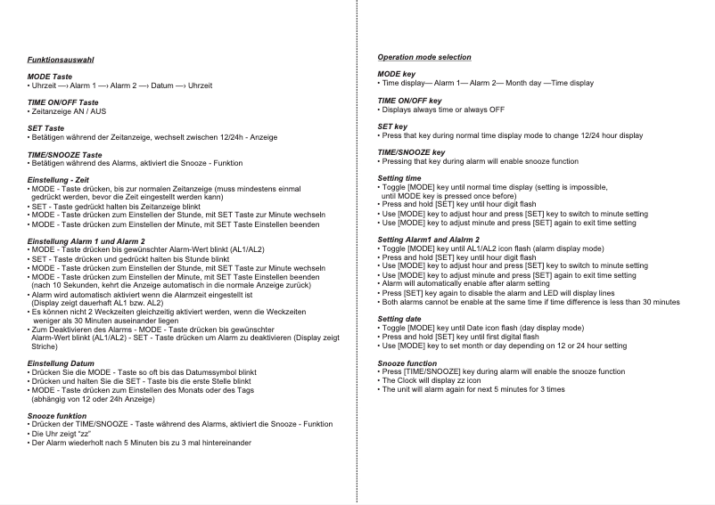 Page n°1 - Manuel utilisateur Techno Line WQ 110