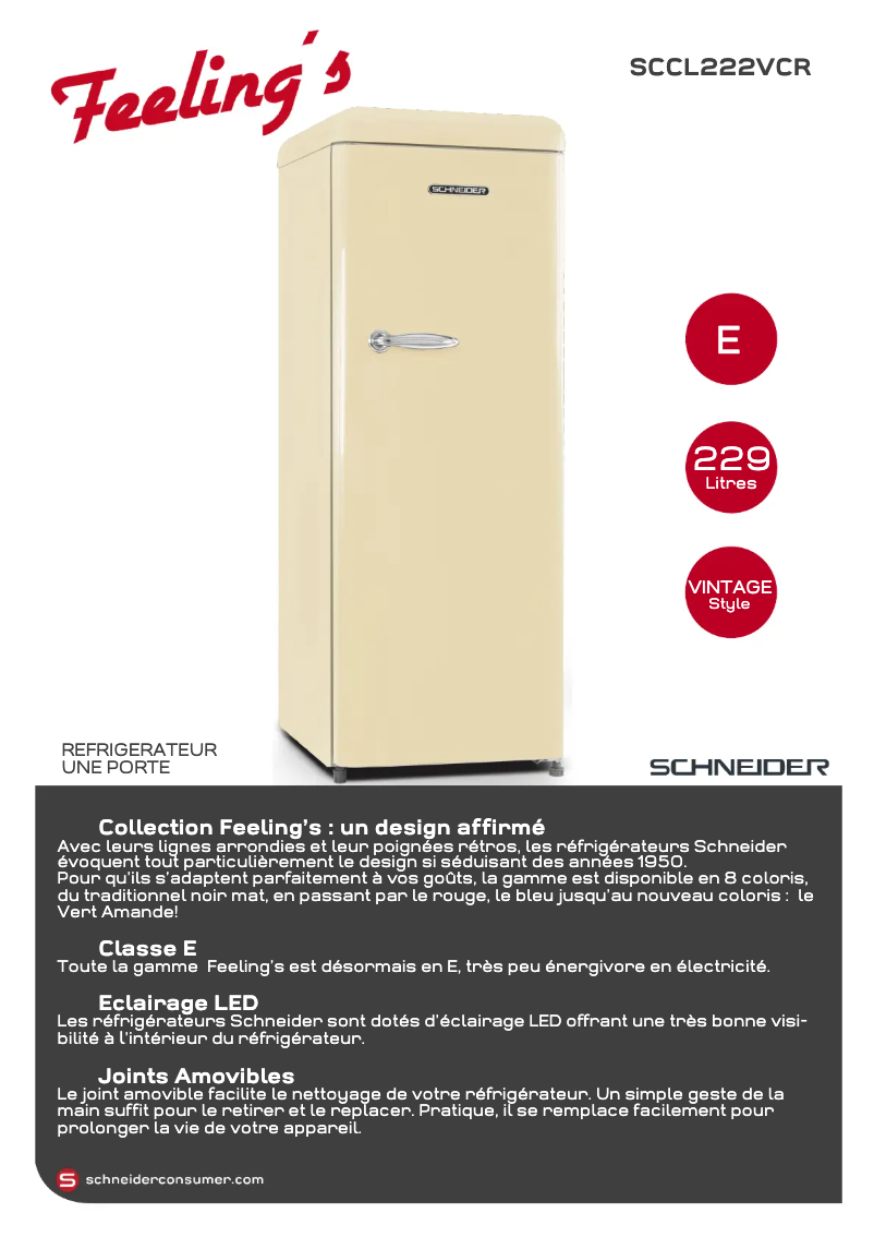 Page 1 de la notice Fiche technique Schneider SCCL222VCR