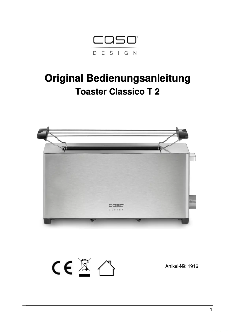 Page 1 de la notice Manuel utilisateur Caso Classico T2