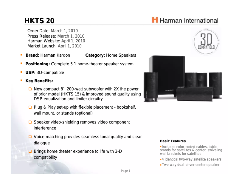 Page 1 of the manual User Manual Harman Kardon HKTS 20