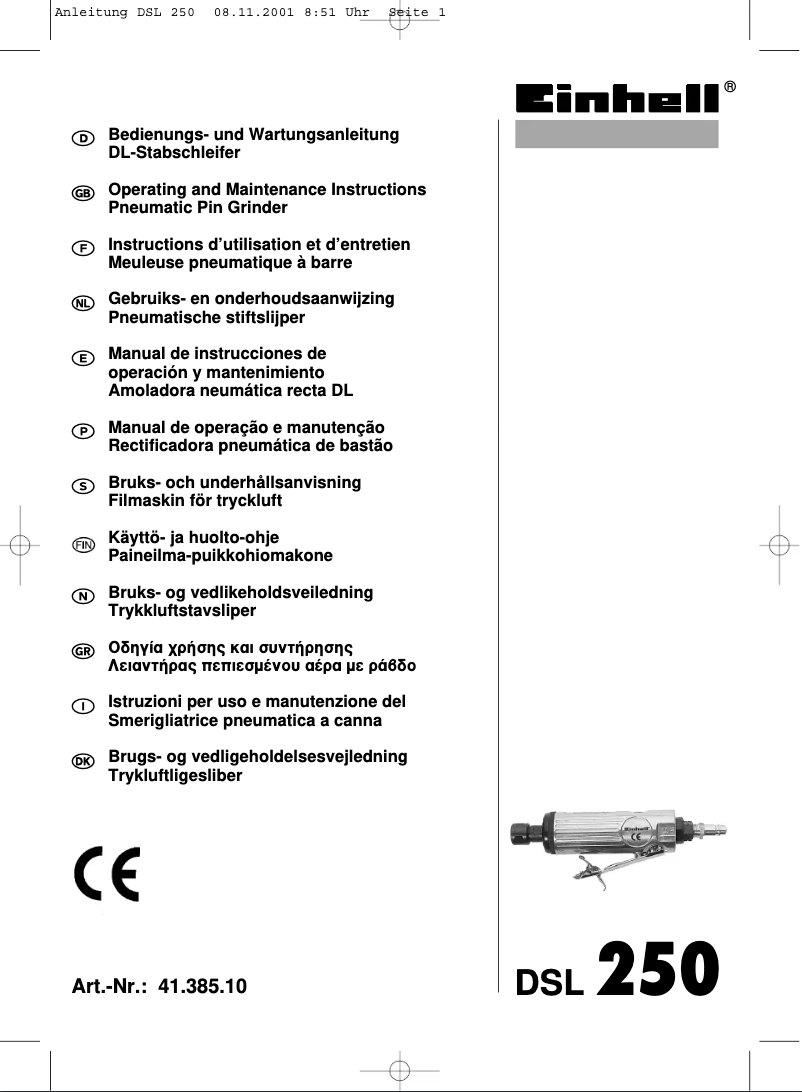Page n°1 - Manuel utilisateur Einhell DSL 250