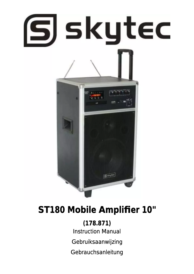Page n°1 - Manuel utilisateur Skytec ST180