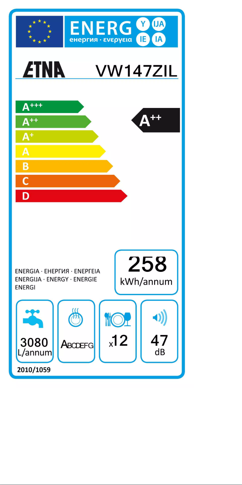 Page n°1 - Label énergétique Etna VW147ZIL