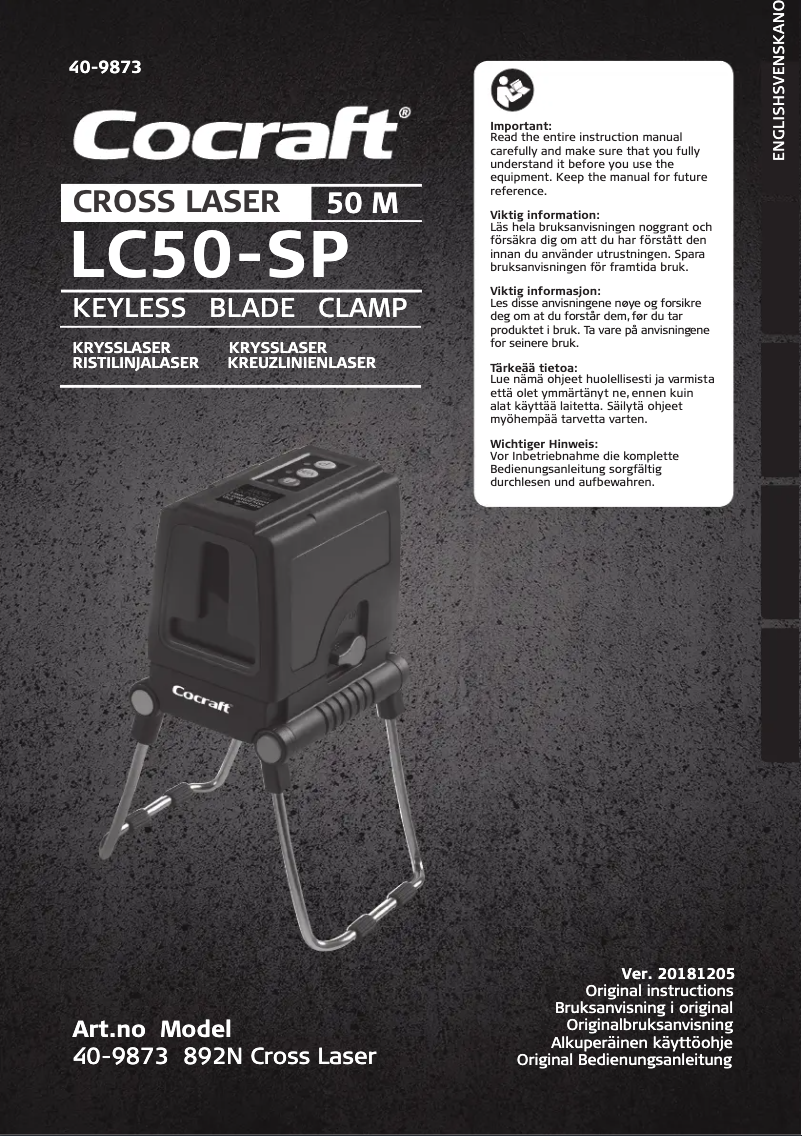 Page 1 de la notice Manuel utilisateur Cocraft LC50-SP