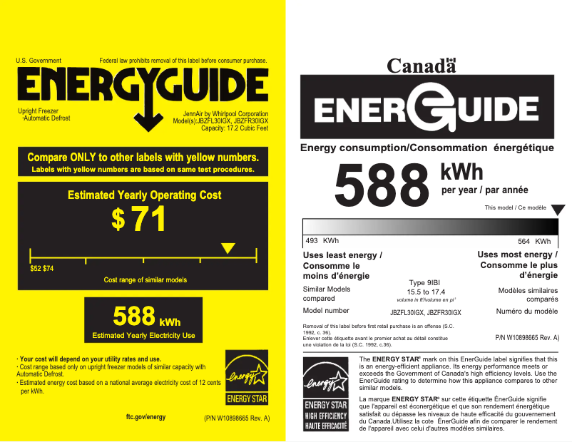 Page 1 de la notice Label énergétique JennAir JBZFR30IGX