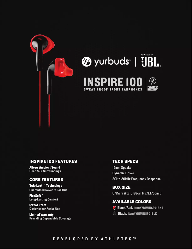 Page n°1 - Fiche technique Yurbuds Inspire 100