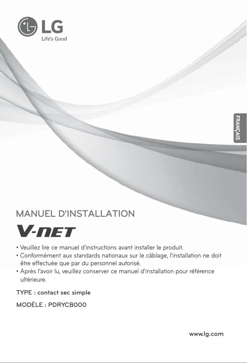 Page 1 de la notice Manuel utilisateur LG PDRYCB000