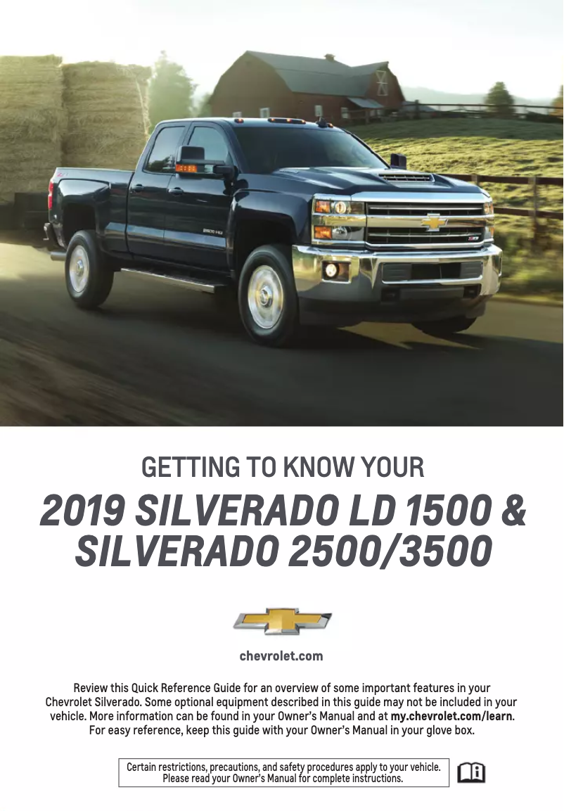 Page 1 de la notice Guide de démarrage rapide Chevrolet Silverado 1500 LD (2019)