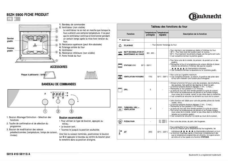 Page n°1 - Manuel utilisateur Bauknecht BSZH 5900 IN