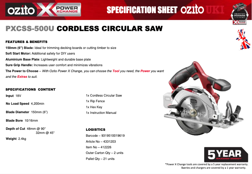 Image de la première page du manuel de l'appareil PXCSS-500U