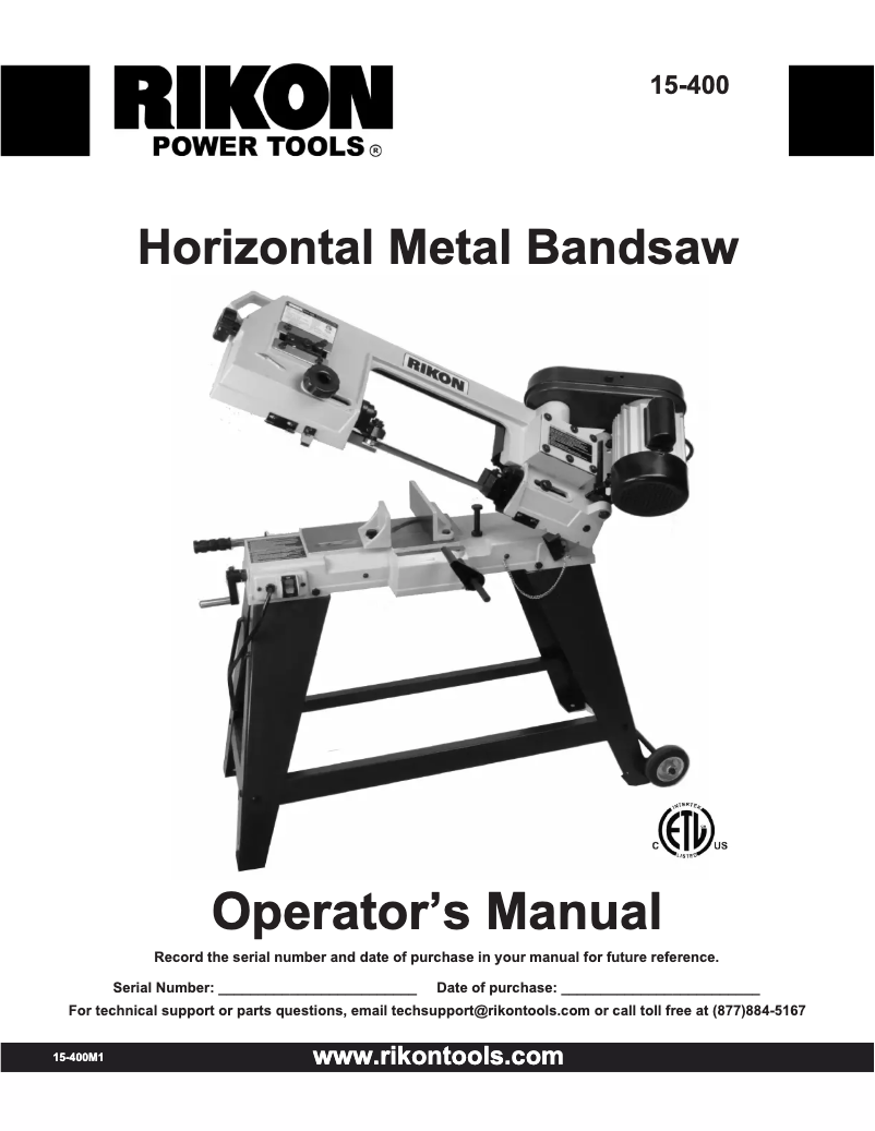 Page 1 de la notice Manuel utilisateur RIKON 15-400