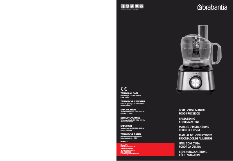 Page 1 de la notice Manuel utilisateur Brabantia BBEK1113B