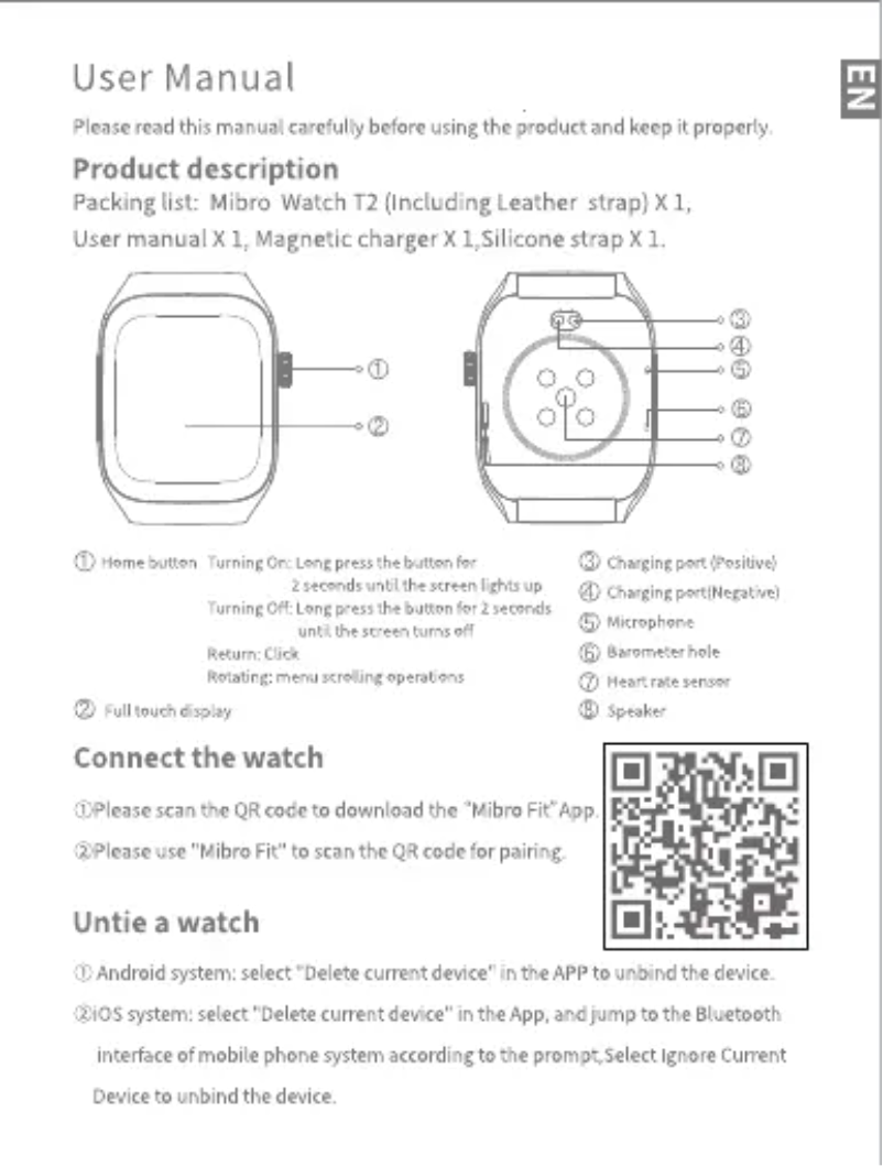 Page n°1 - Manuel utilisateur Mibro Watch T2