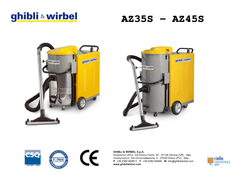 Page 1 de la notice Manuel d'utilisation et d'entretien Ghibli & Wirbel AZ 35 400 V